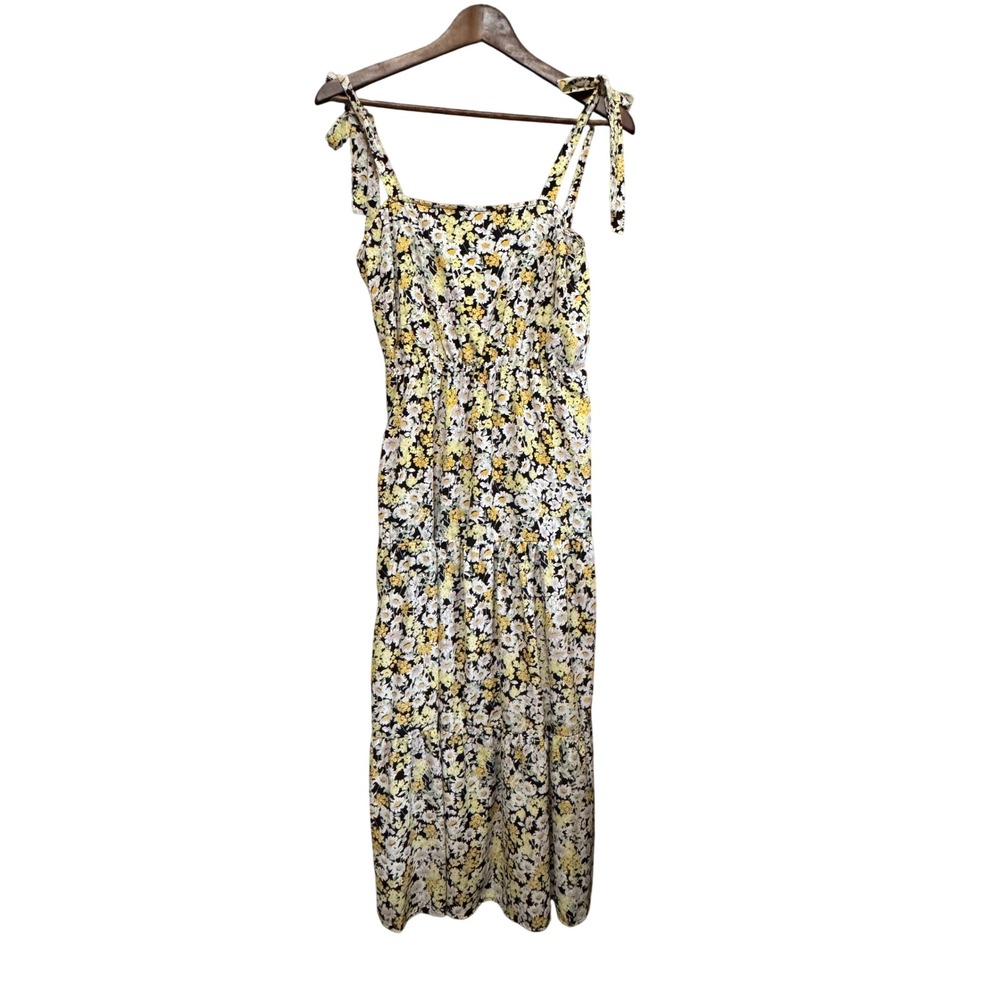 Social Standard by Sanctuary Maxi Dress Small Yellow Floral Excellent Tie Strap